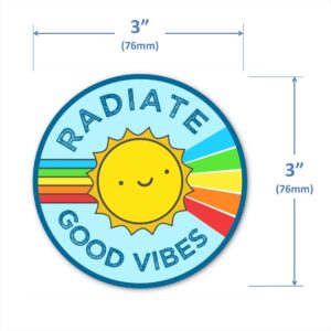 Radiate Good Vibes Rainbow Sticker | Spread Positivity, Friendship, Equality, and Fun with This Vinyl Decal on Your Laptop, Car Bumper, or Hydro-Flask (3 X 3 Inch)