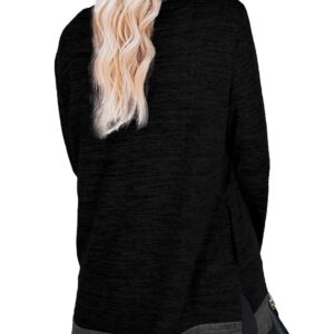 XIEERDUO Black Crew Neck Sweatshirt Womens Lightweight Sweater Tunic Long Sleeve Tops Fall XL