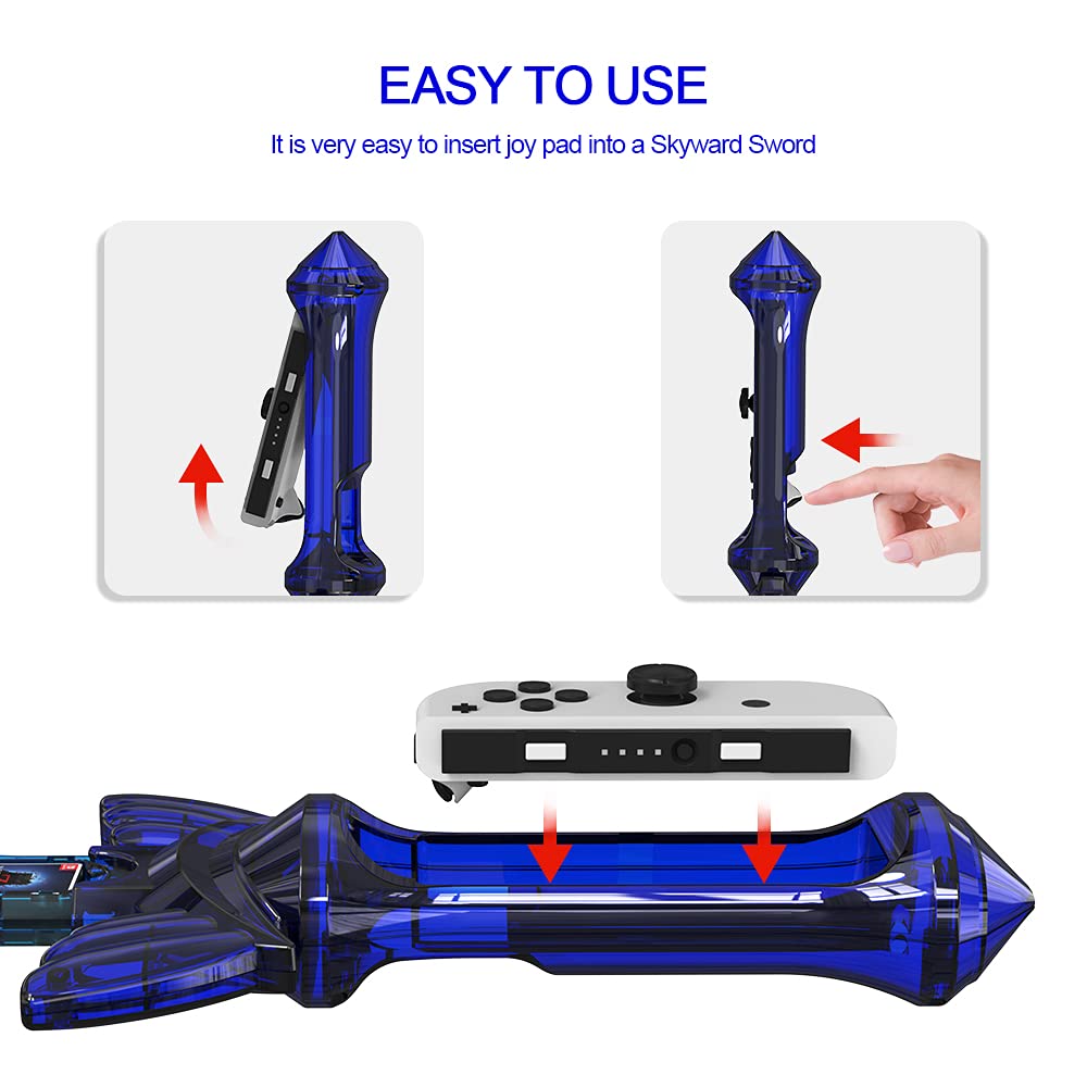 JOYTORN Switch Zelda Sword Compatible with Nintendo Switch,Switch Game Accessories for Zelda Fans,Switch Sports Chambara Sword with Switch Game Card Holder,Birthday School Gift for Boys Girls,Blue