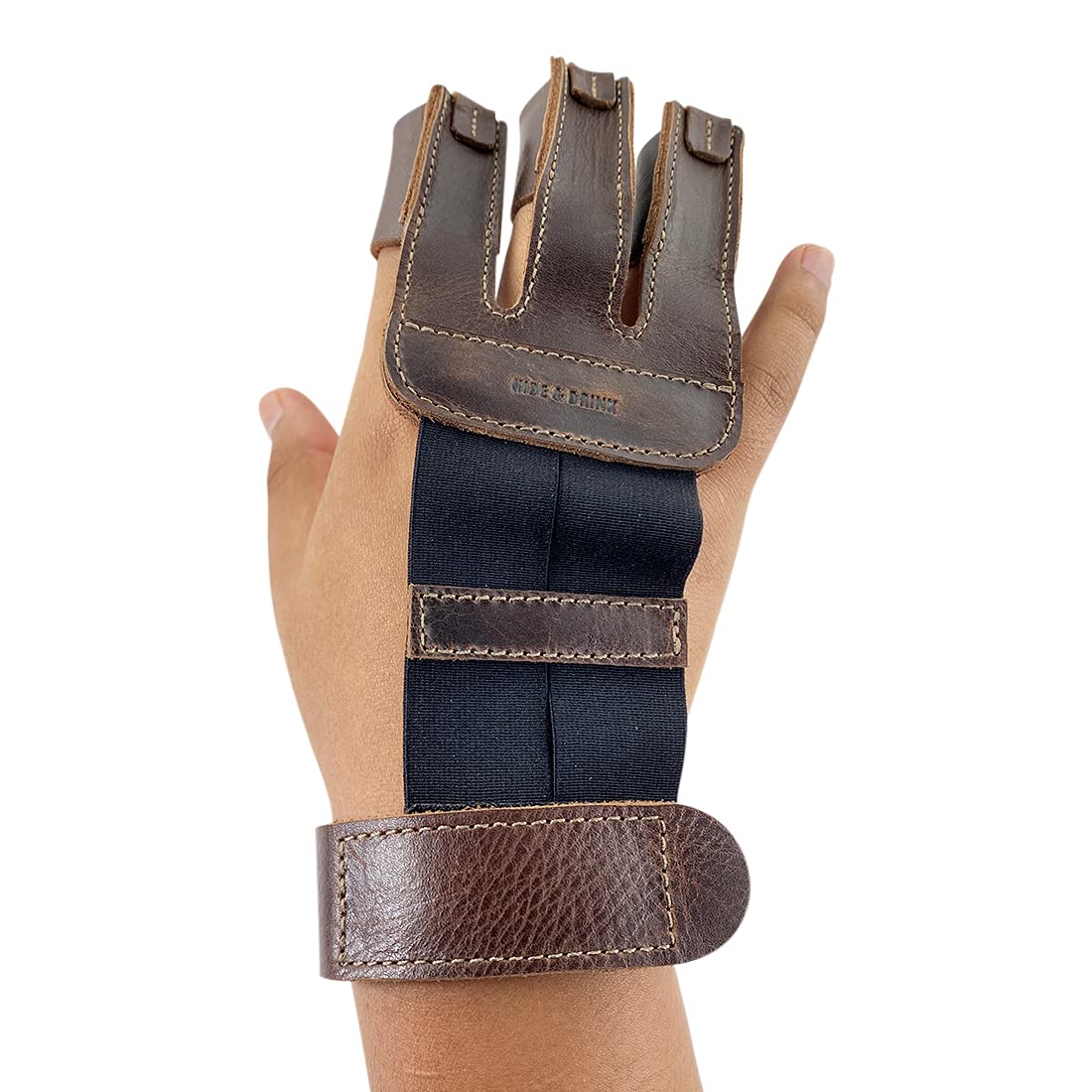 Hide & Drink, Three-Finger Archery Glove Handmade from Full Grain Leather - Bourbon Brown