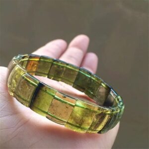 DUOVEKT Natural Green Tourmaline Quartz Bracelet For Women Lady Men Brazil Clear Crystal 12x9mm Rectangle Beads Gemstone Stretch Bracelet Jewelry AAAAA