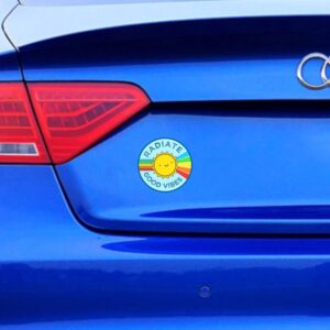 Radiate Good Vibes Rainbow Sticker | Spread Positivity, Friendship, Equality, and Fun with This Vinyl Decal on Your Laptop, Car Bumper, or Hydro-Flask (3 X 3 Inch)