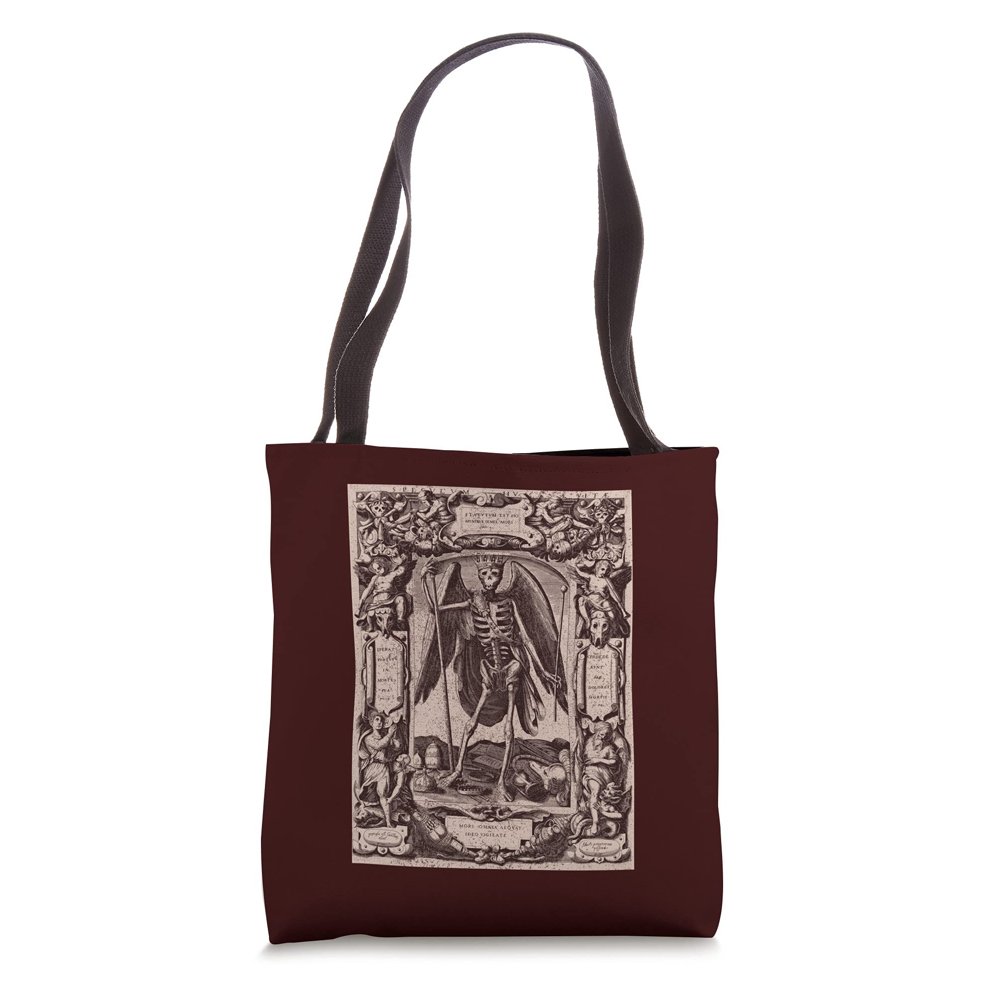 Memento Mori Skeleton Angel Death Goth Witchy Dark Academia Tote Bag