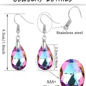 Akeoqi 6 Pairs Leverback Dangle Earrings Set Multi-color Tear Drop Cubic Zirconia Dangle Earrings For Women