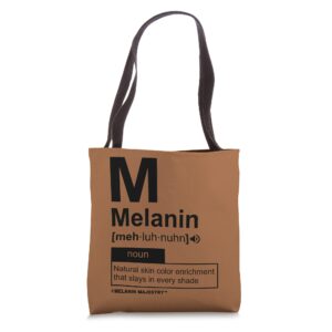 Funny Melanin Definition, Black Girl, African American Woman Tote Bag