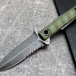 Ccanku C1290 Fixed Blade Marine Corp Serrated Knife 8 Inch D2 Blade Steel & G10 Handle For Outdoor Survival, Camping, Bushcraft and Hunting, K Sheath-Army Green