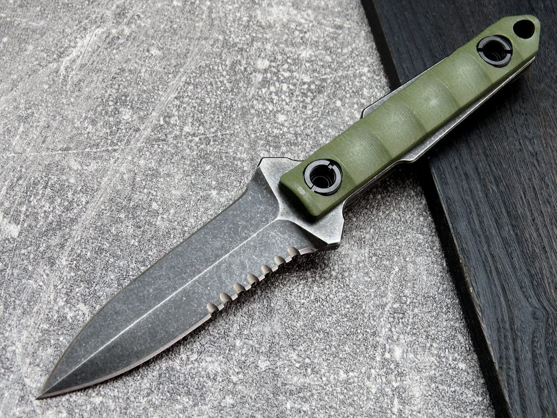 Ccanku C1290 Fixed Blade Marine Corp Serrated Knife 8 Inch D2 Blade Steel & G10 Handle For Outdoor Survival, Camping, Bushcraft and Hunting, K Sheath-Army Green