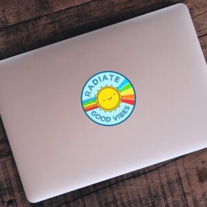 Radiate Good Vibes Rainbow Sticker | Spread Positivity, Friendship, Equality, and Fun with This Vinyl Decal on Your Laptop, Car Bumper, or Hydro-Flask (3 X 3 Inch)