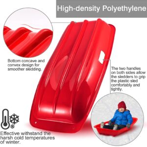 3Pack Plastic Snow Sled for Kids & Adults 35" x 17" - Flexible Toboggan Sleds with Pull Rope & Two Handles for up to 2 Sledders Winter Snow Sledding Downhill Outdoor, S