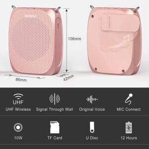 SHIDU Wireless Voice Amplifier for Teachers, Mini Voice Amplifier with UHF Microphone Headset,1800mAh Rechargeable 10W Personal Portable Speaker Suitable for Coaches, Tour Guides, Speeches, Outdoors