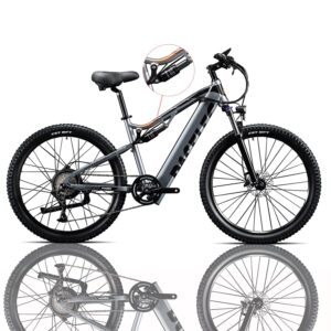 PASELEC Electric Bikes for Adult, 27.5'' Full Suspension Mountain Ebike with Peak 750W BAFANG Motor 14.5Ah Battery 8-Speed Gear, up to 28 MPH & 60Miles, City Commuter Electric Bicycle for Men & Women