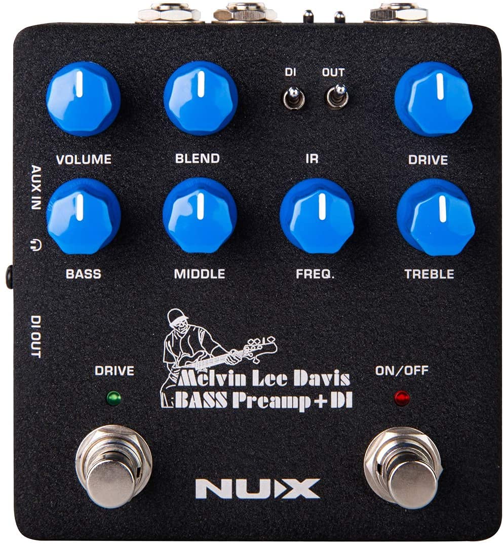 Briskdrop NUX Melvin Lee Davis NBP-5 Bass Preamp and DI Bundle with 2 MXR Instrument Cables, Dunlop Pick Pack, and Power Supply