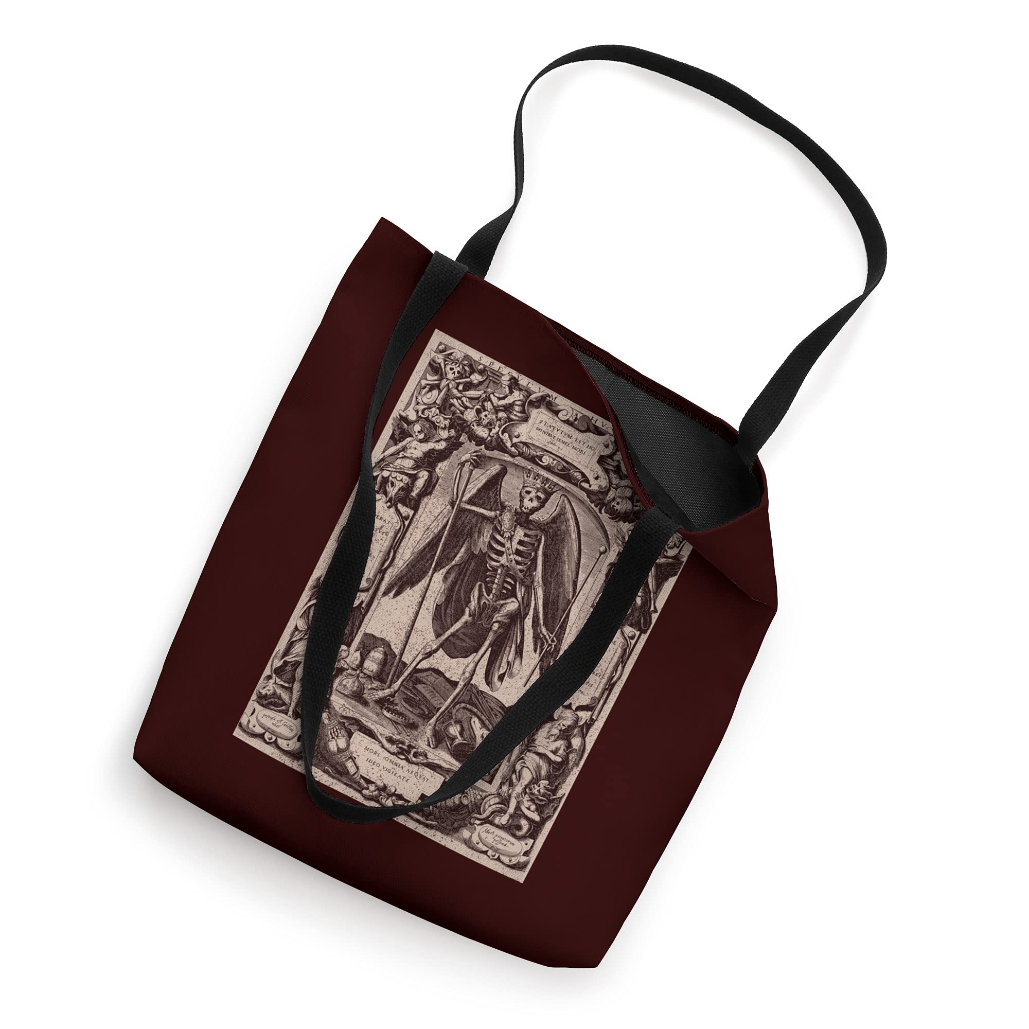 Memento Mori Skeleton Angel Death Goth Witchy Dark Academia Tote Bag