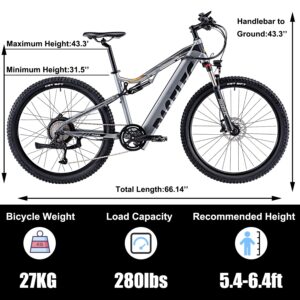 PASELEC Electric Bikes for Adult, 27.5'' Full Suspension Mountain Ebike with Peak 750W BAFANG Motor 14.5Ah Battery 8-Speed Gear, up to 28 MPH & 60Miles, City Commuter Electric Bicycle for Men & Women