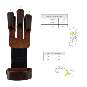 Hide & Drink, Three-Finger Archery Glove Handmade from Full Grain Leather - Bourbon Brown