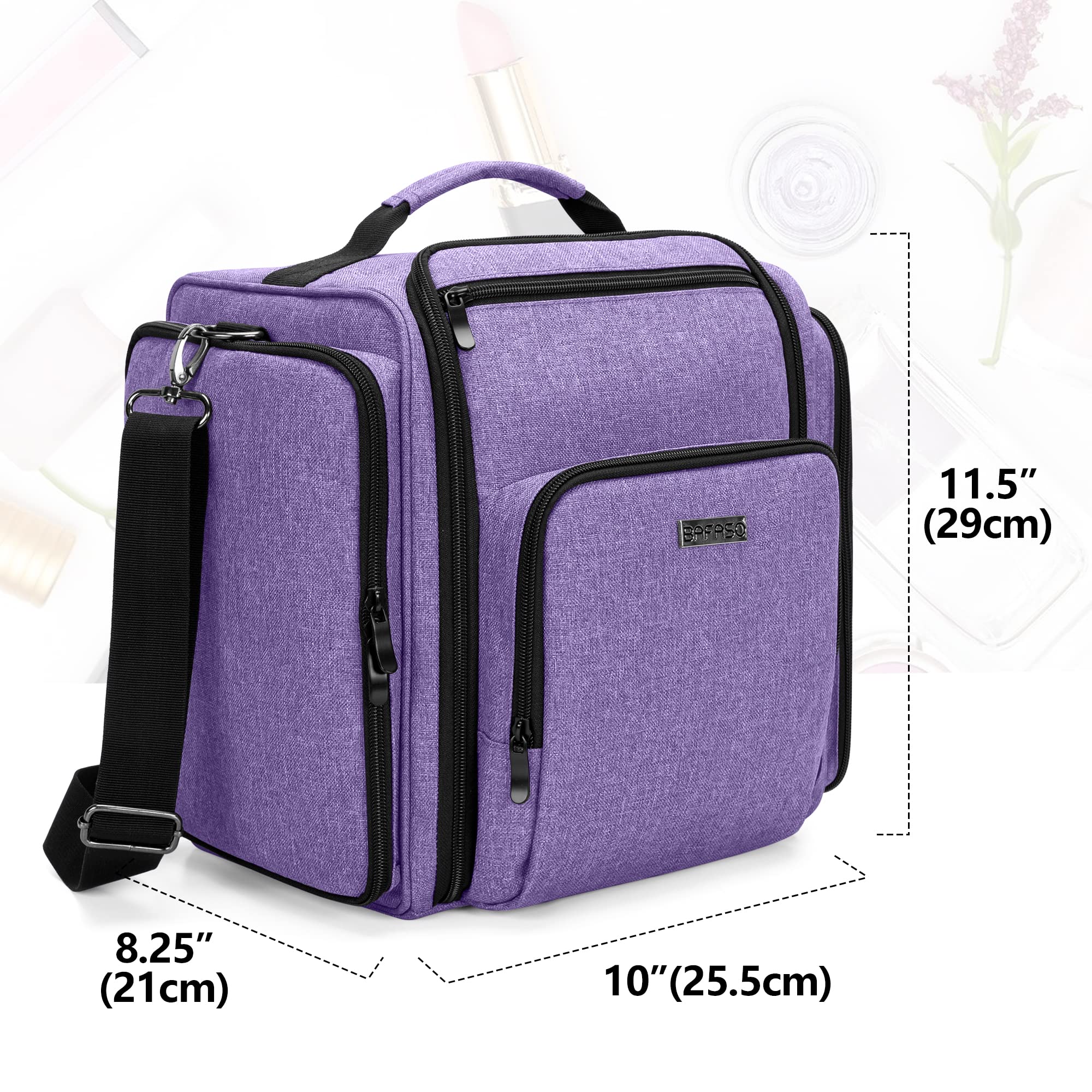 BAFASO Makeup Bag Cosmetic Bag with 4 Inner Removable Pouches, Multifunctional Travel Makeup Case (Patent Pending), Purple