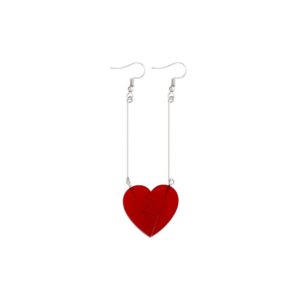 tenghong2021 Heart Drop Dangle Earring Valentine's Day Ear Clip Cosplay Jewelry Red Accessories for Fans Halloween Adventure Red Costume Accessory Bizarre Earrings -Earrings