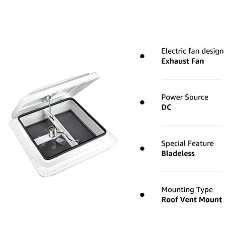 Livpow RV Roof Vent With 12V Fan Reversible 14" x 14"