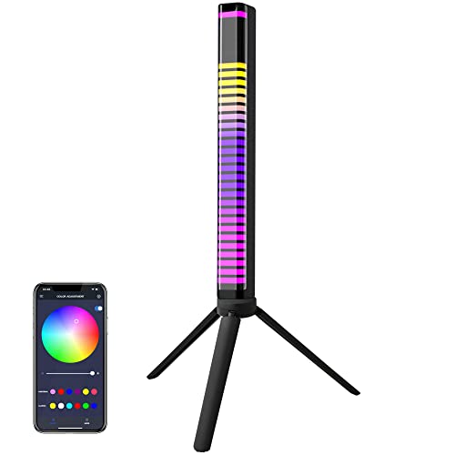 PIFLER 32 Bit RGB Colorful Sound Control Music Rhythm Light，3D Smart Voice Activated led Light，Voice Controlled Music Level lamp for car Decoration, DJ Studio and Game Room Decoration