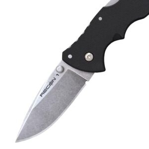 Cold Steel Mini Recon 1 3" AUS10A Spear Point Blade 4" GFN Handle Folding Knife w/Tri-Ad Lock, Ambidextrous Pocket/Belt Clip