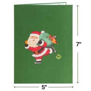 Paper Love 3D Christmas Pop Up Card, Santa and Friends, Handmade 3D Popup Greeting Cards, Gift For Christmas or Holidays, 5" x 7" Cover - Includes Envelope and Note Tag