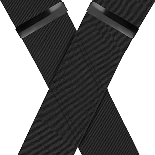 KRICJYH Black Suspenders for Men Heavy Duty Big and Tall Clips Wide X-back Adjustable Braces Formal Utility Work Suspenders