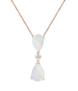 tirafina lab-created white sapphire and double pear-shaped gemstone pendant, birthstone jewelry, gemstone, created opal