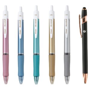 Pilot Japan Pilot Acroball T Series Retractable Ballpoint Pen 0.5mm Black Ink 5 Body Colors Set BAB-15EFT With Kanji LOVE Sticker, 0.44 x 5.61 2.22 in