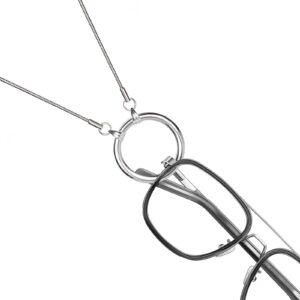 JOJOPANDA Glasses Necklace Eyeglass Holder Ring Chain Cord Sunglasses Strap Stainless Steel Polishing Loop (Snake Chain)