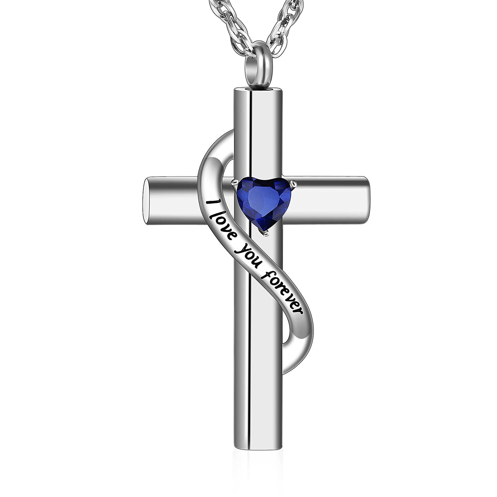 XIUDA Cross Cremation Jewelry for Human Ashes Stainless Steel Urn Necklace for Ashes Memorial Cremation Ashes Necklace for Women Men