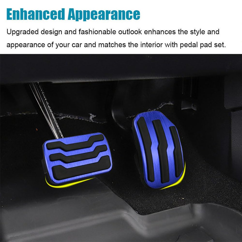 LEXLEY 2PCS Anti-Slip Aluminum Brake Gas Pedal Pads,Auto No Drilling Accelerator Pedal Covers Only For F150 2015 2016 2017 2018 2019 2020，Not Fit 2021-2023 F150，Not Fit 2009-2014 F150-BLUE