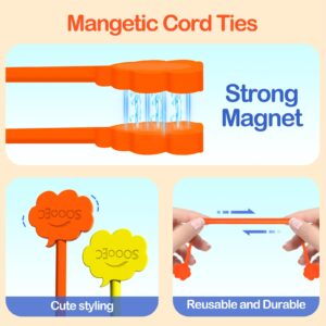 SOOOEC Magnetic Cable Ties, 24 Pack 7.2" Magnetic Cord Ties Cute Cloud Design, Reusable Silicone Twist Ties with Strong Magnet for Cord Organizer Keeper Wrap Clips, Fridge Magnets, Assorted Colors.