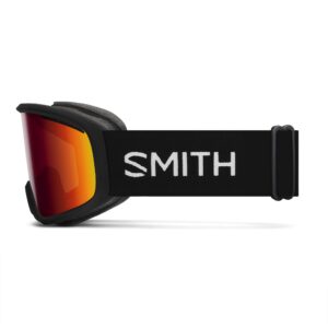 SMITH Vogue Goggles for Women with Carbonic-x Lens – Performance Snowsports Goggles with Replaceable Lens for Skiing & Snowboarding – Black + Red Sol-X Mirror Lens