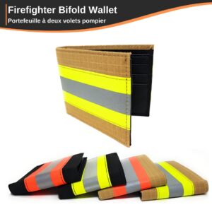 Flashfire Supply Firefighter Wallet Original Reflective Turnout Bunker Fabric Gear Men Gift RFID Protection (Beige & Yellow), Medium