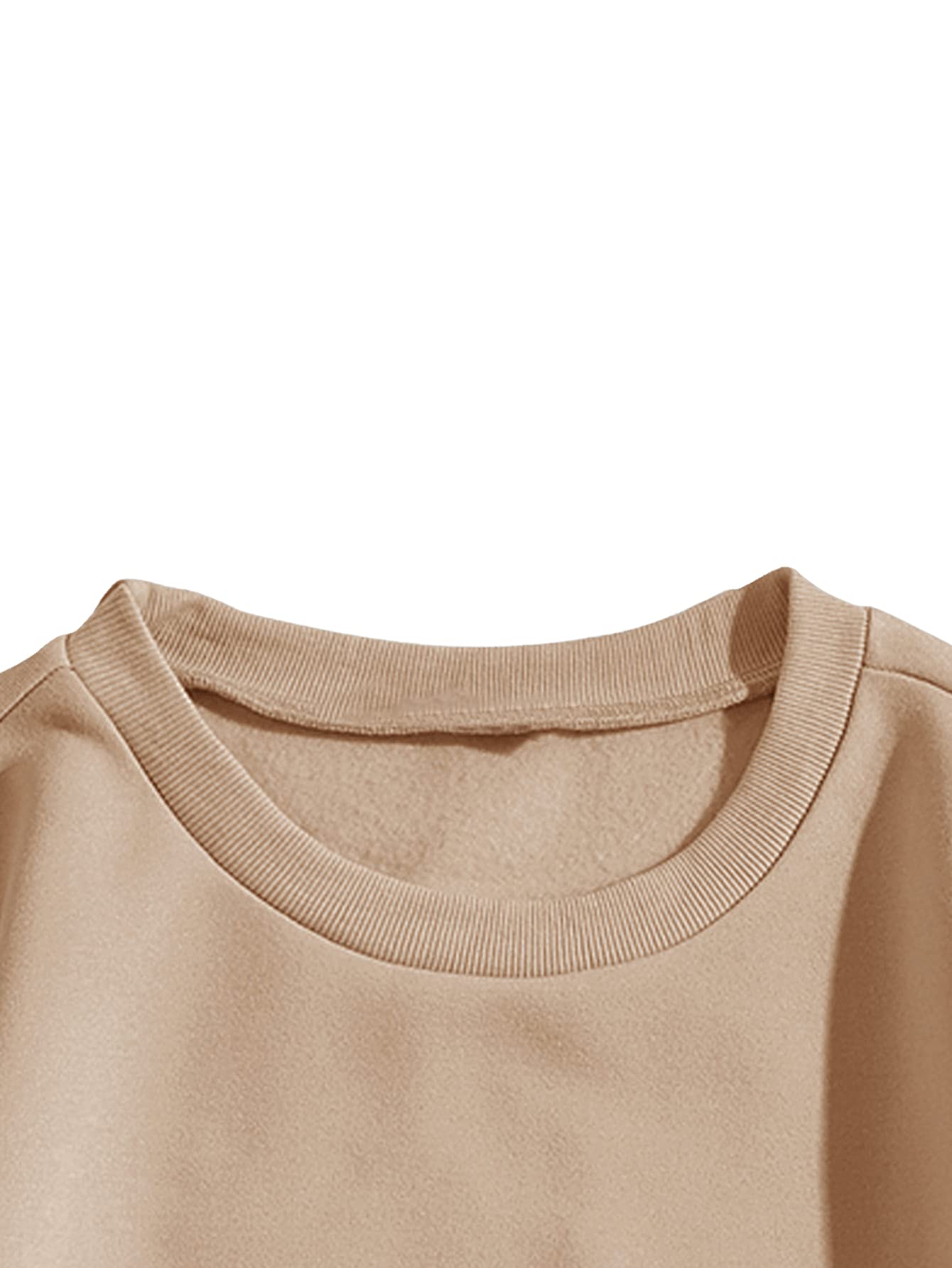 Verdusa Women's Oversized Crew Neck Long Sleeve Drop Shoulder Pullover Sweatshirt Top Khaki XL