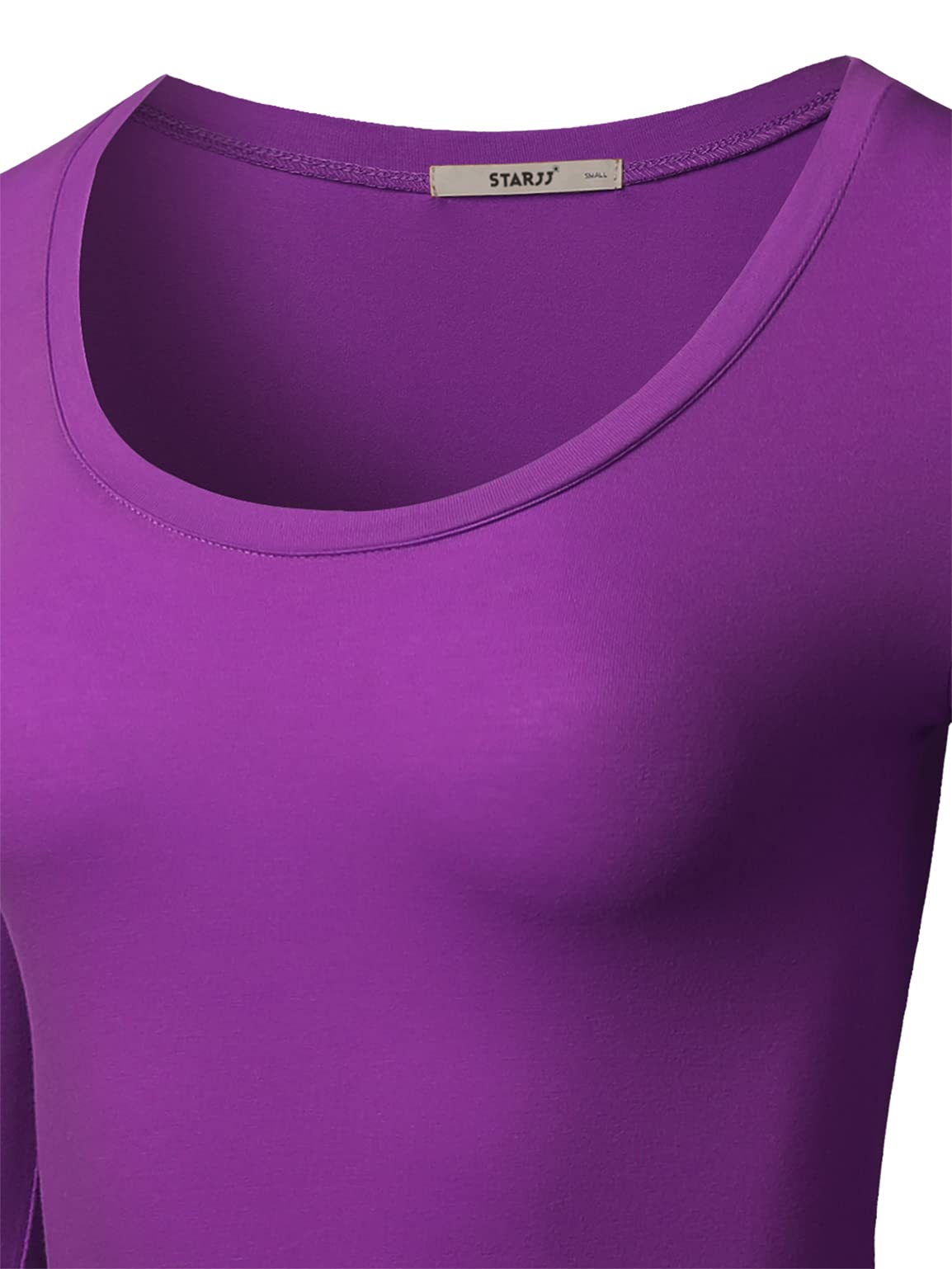 STARJJ Womens Basic Active Slim Fit Scoop Neck Long Sleeve T-Shirt Top (S-2XL) PURPLE L