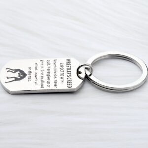 Wrestler Wrestling Keychain Wrestler's Creed Never Concede Never Quit Dog Tag Keychain (WRESTLER'S CREED Wallet)