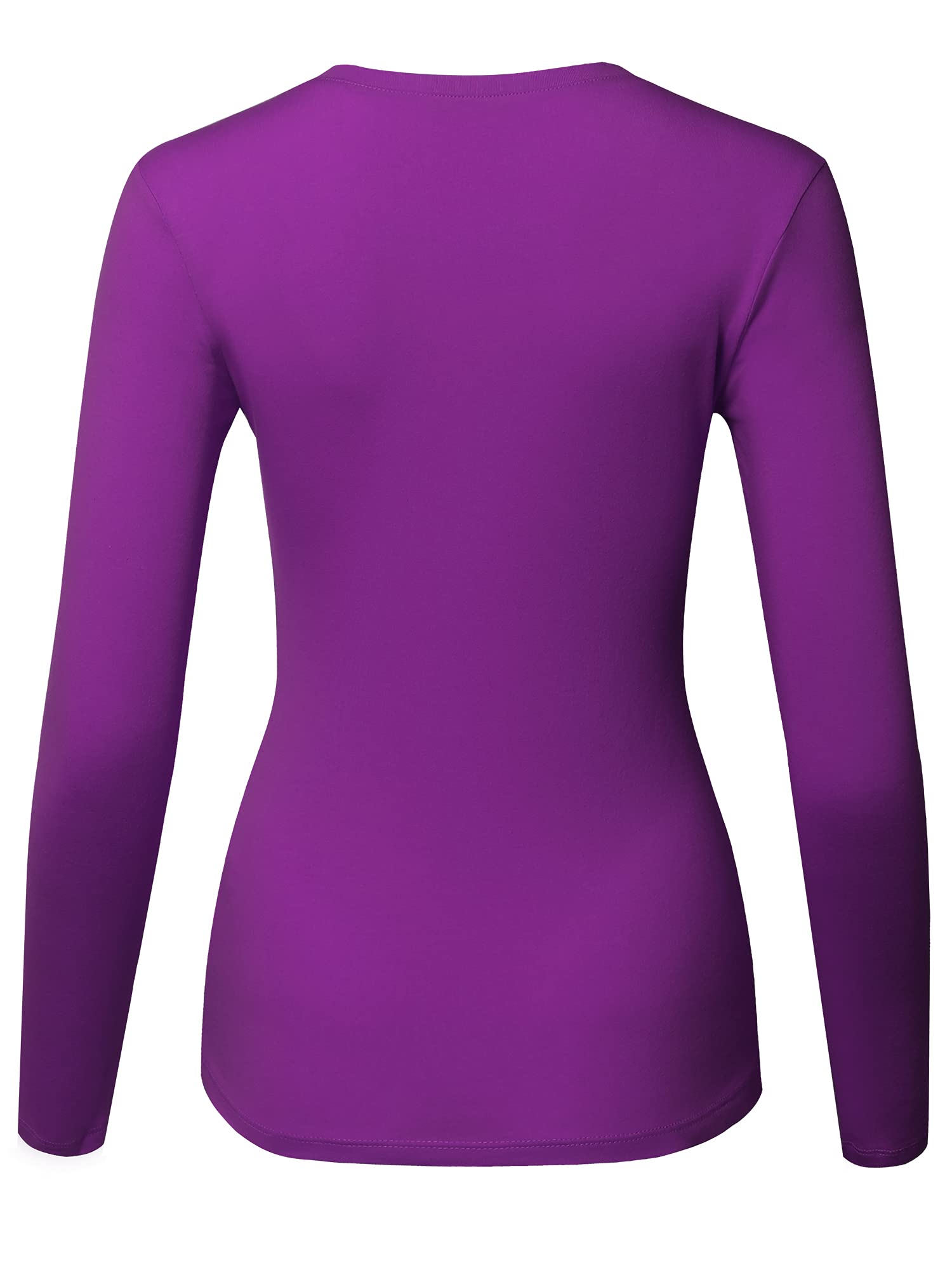 STARJJ Womens Basic Active Slim Fit Scoop Neck Long Sleeve T-Shirt Top (S-2XL) PURPLE L