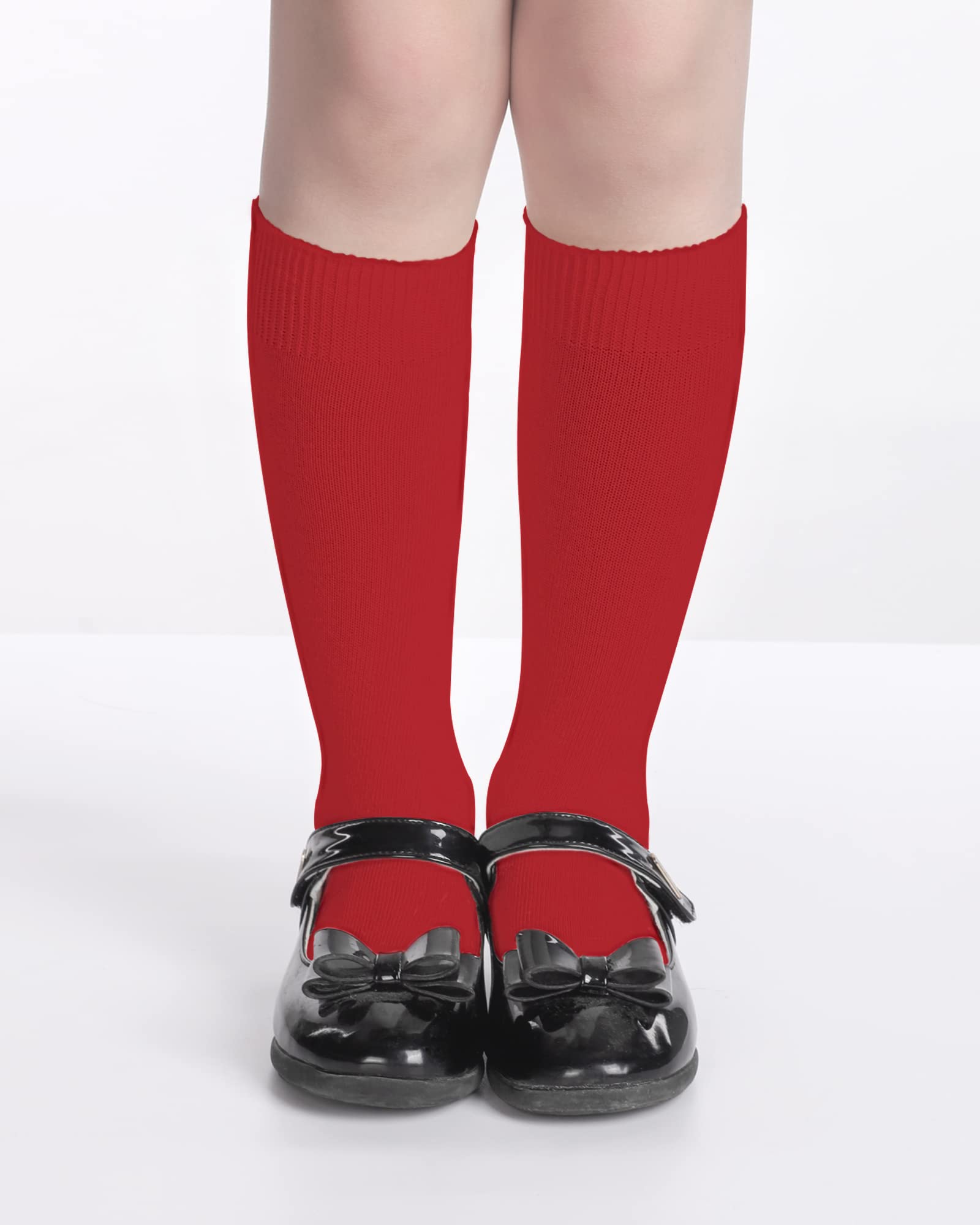 BOOPH Kids Socks Knee High Socks Boys Girls School Uniform Socks 3-5T Red