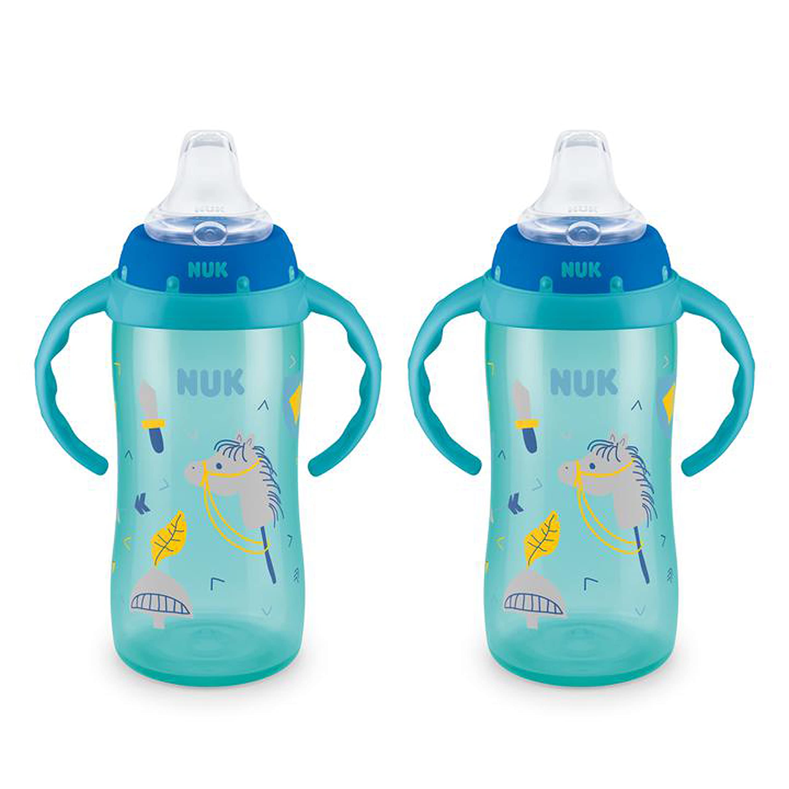 NUK Learner Cup, 10 oz, 2 Pack, 8+ Months﻿ – BPA Free, Spill Proof Sippy Cup