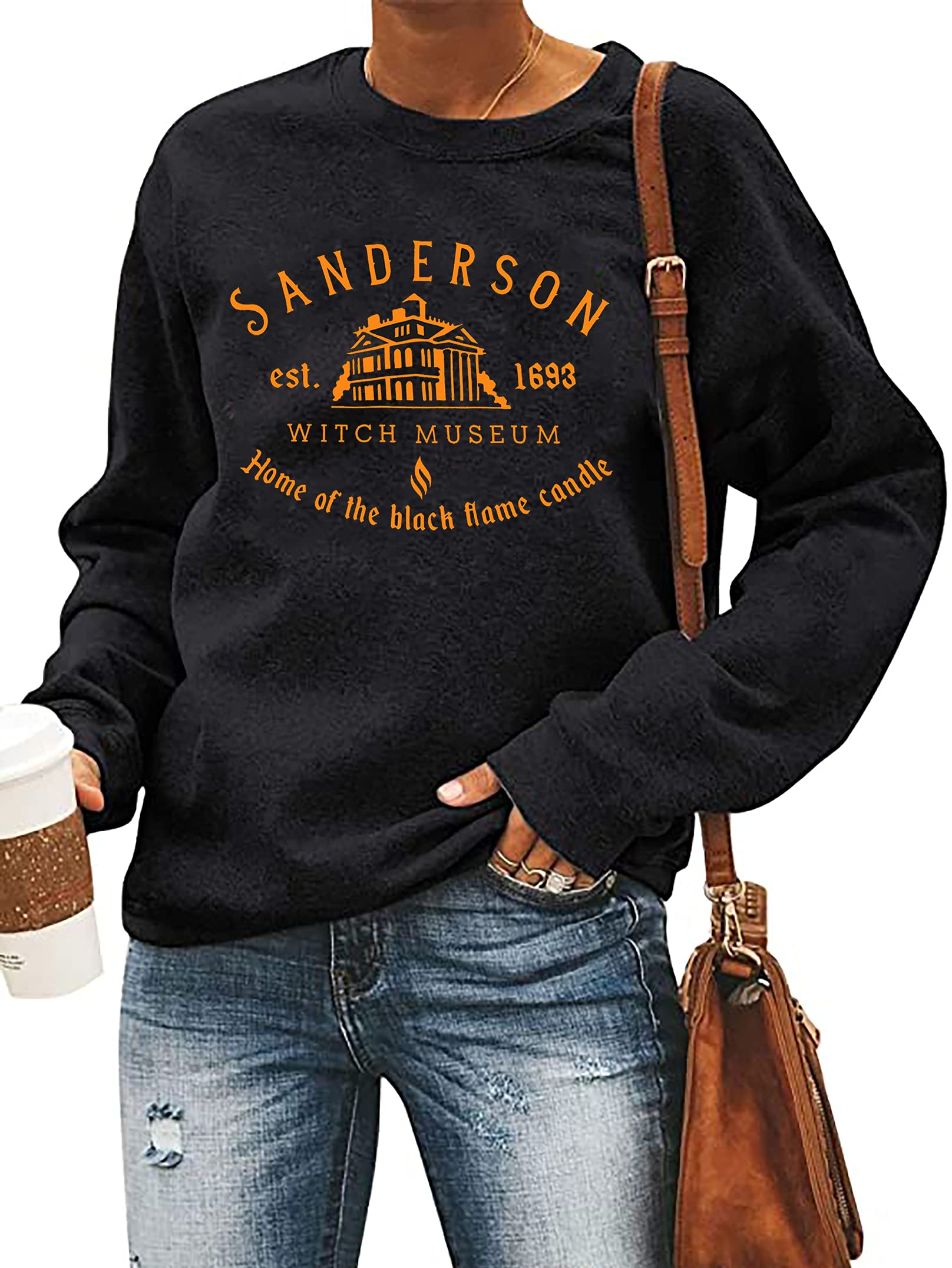 LHBNK Halloween Squad Sweatshirt Womens Hocus Pocus Long Sleeve Shirts Sanderson Sister Pullover Tops Blouse Black