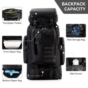 FLYKEPER 75L Hiking Backpack Outdoor Trekking Bag Lightweight Waterproof Bag Ski Backpack Tactical Backpack, New Black