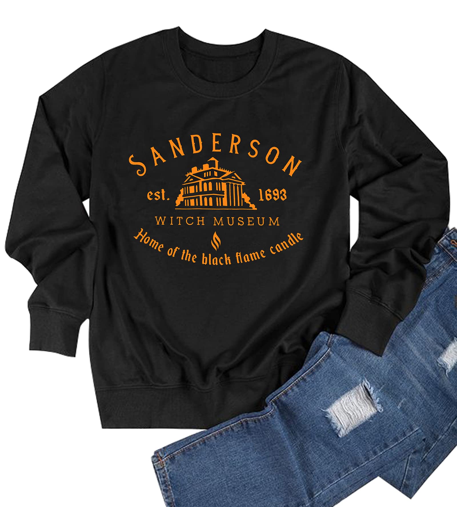 LHBNK Halloween Squad Sweatshirt Womens Hocus Pocus Long Sleeve Shirts Sanderson Sister Pullover Tops Blouse Black