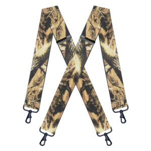 KRICJYH Mens Suspenders Heavy Duty Swivel Hooks Hunting Work Braces Camo Suspenders for Men Big and Tall