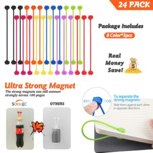 SOOOEC Magnetic Cable Ties, 24 Pack 7.2" Magnetic Cord Ties Cute Cloud Design, Reusable Silicone Twist Ties with Strong Magnet for Cord Organizer Keeper Wrap Clips, Fridge Magnets, Assorted Colors.