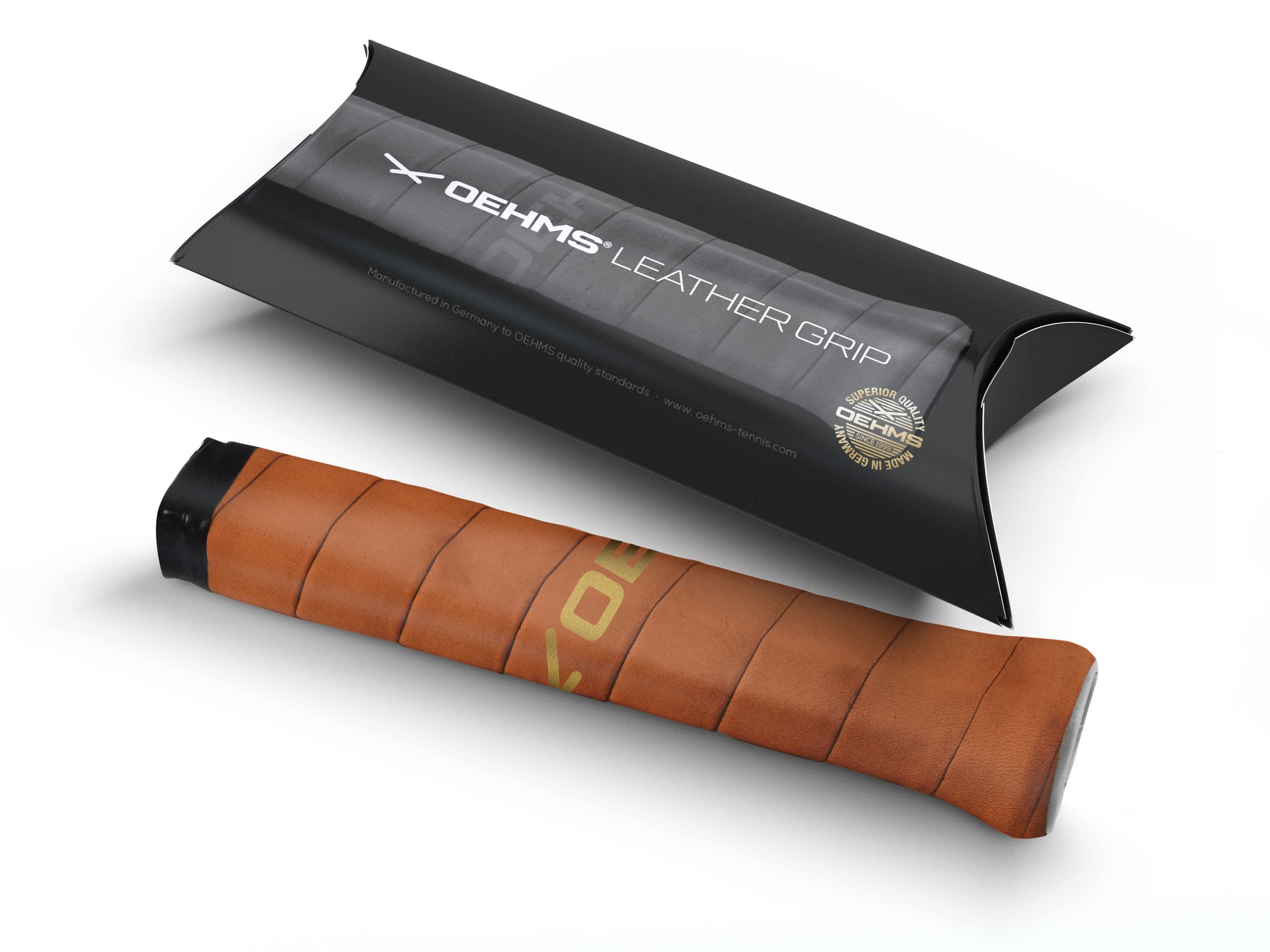 OEHMS Pro Leather Tennis Grip | Brown | Adhesive Replacement Grip | Made in Germany