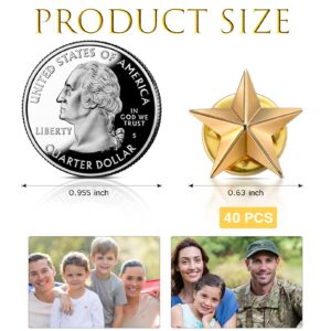 40 Pieces Star Badge Lapel Pin for 4th of July Memorial Day Independence Day Celebration Veterans Day Party Labor Day Theme Party Costume Decorations (Gold)