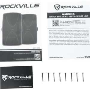 Rockville 2 WET-6525B 6.5" 70V Commercial Indoor/Outdoor Wall Speakers in Black