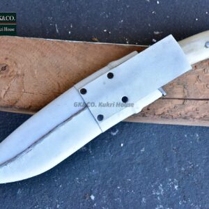 GK&CO. Kukri House Authentic Kukri/khukuri-9 Inch Bahadur Hunter Knife-Carbon Steel Made White Bone Full Tang Handle White Leather Sheath (14" Overall Length)- Handmade from Nepal