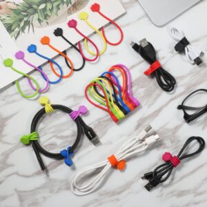 SOOOEC Magnetic Cable Ties, 24 Pack 7.2" Magnetic Cord Ties Cute Cloud Design, Reusable Silicone Twist Ties with Strong Magnet for Cord Organizer Keeper Wrap Clips, Fridge Magnets, Assorted Colors.